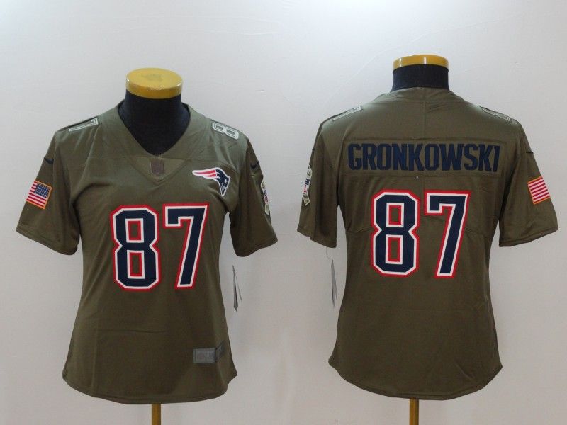 New England Patriots GRONKOWSKI #87 Olive Salute To Service Women NFL Jersey