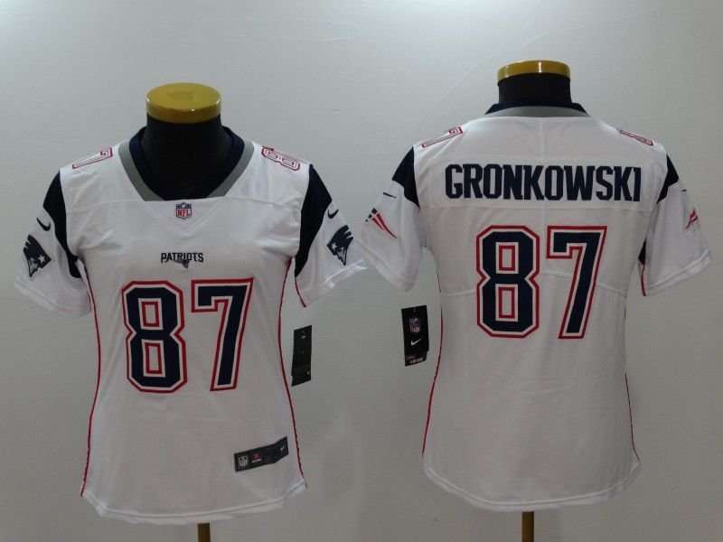 New England Patriots GRONKOWSKI #87 White Women NFL Jersey