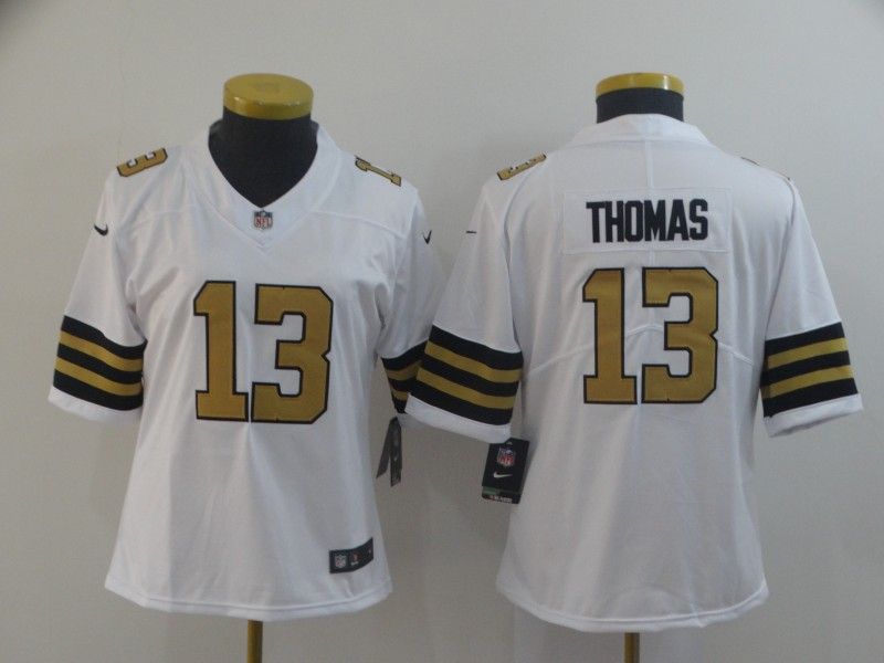 New Orleans Saints THOMAS #13 White Women NFL Jersey