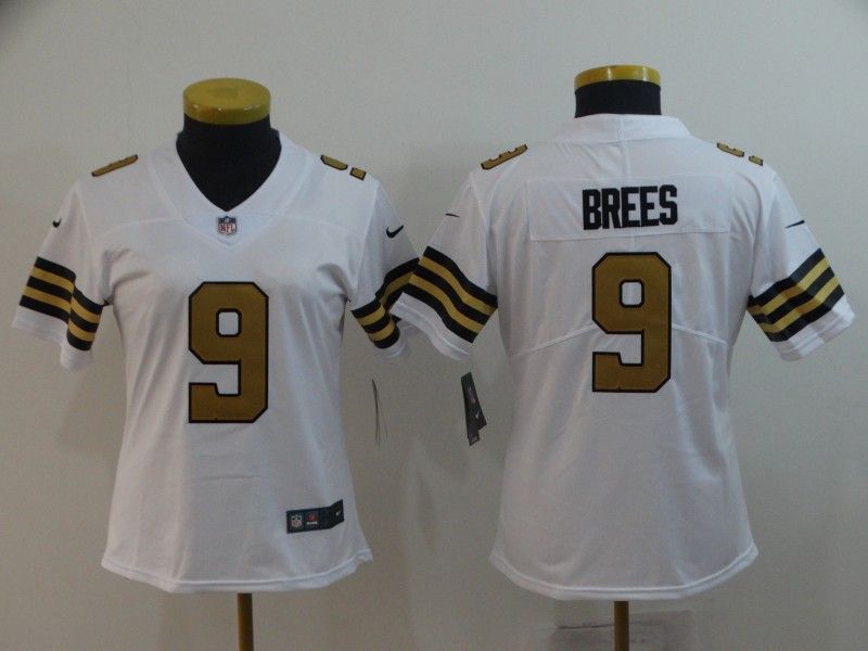 New Orleans Saints BREES #9 White Women NFL Jersey