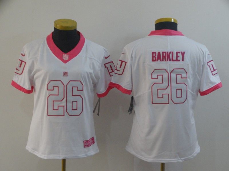 New York Giants BARKLEY #26 White Fashion Women NFL Jersey