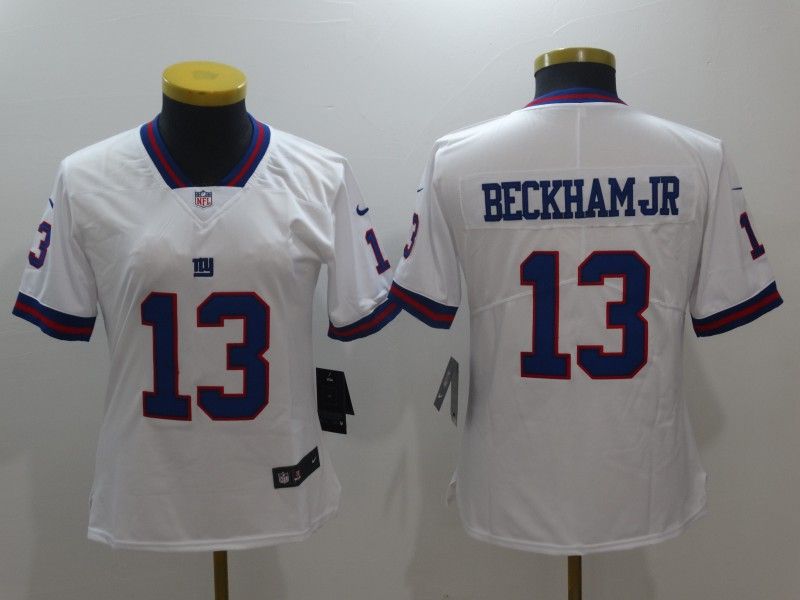 New York Giants BECKHAM JR #13 White Women NFL Jersey 02