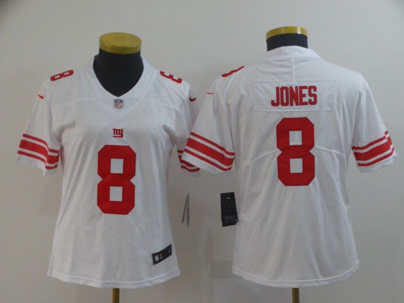 New York Giants JONES #8 White Women NFL Jersey