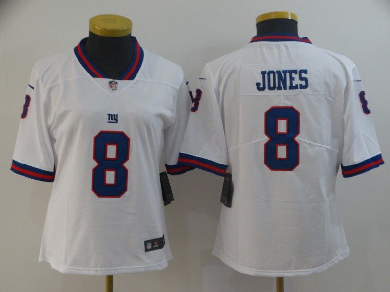 New York Giants JONES #8 White Women NFL Jersey 02