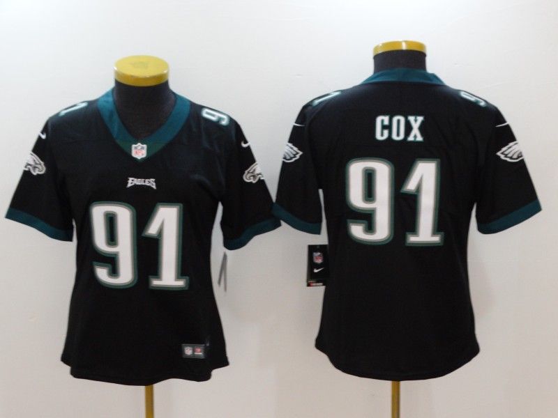 Philadelphia Eagles COX #91 Black Women NFL Jersey