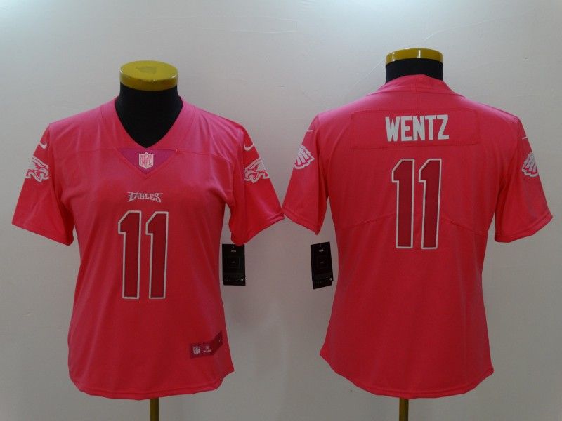 Philadelphia Eagles WENTZ #11 Pink Fashion Women NFL Jersey