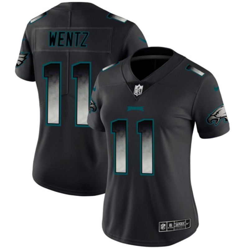 Philadelphia Eagles WENTZ #11 Black Smoke Fashion Women NFL Jersey