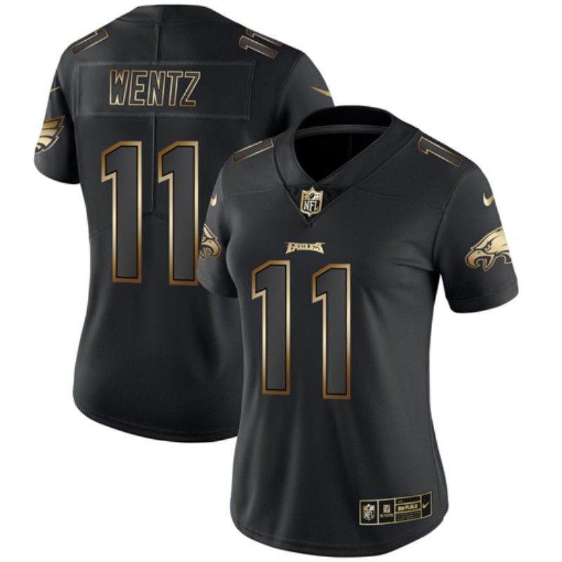 Philadelphia Eagles WENTZ #11 Black Gold Vapor Limited Women NFL Jersey