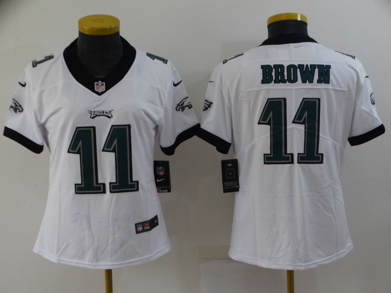 Philadelphia Eagles BROWN #11 White Women NFL Jersey