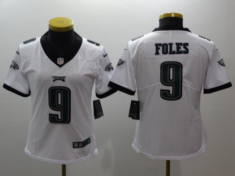 Philadelphia Eagles FOLES #9 White Women NFL Jersey