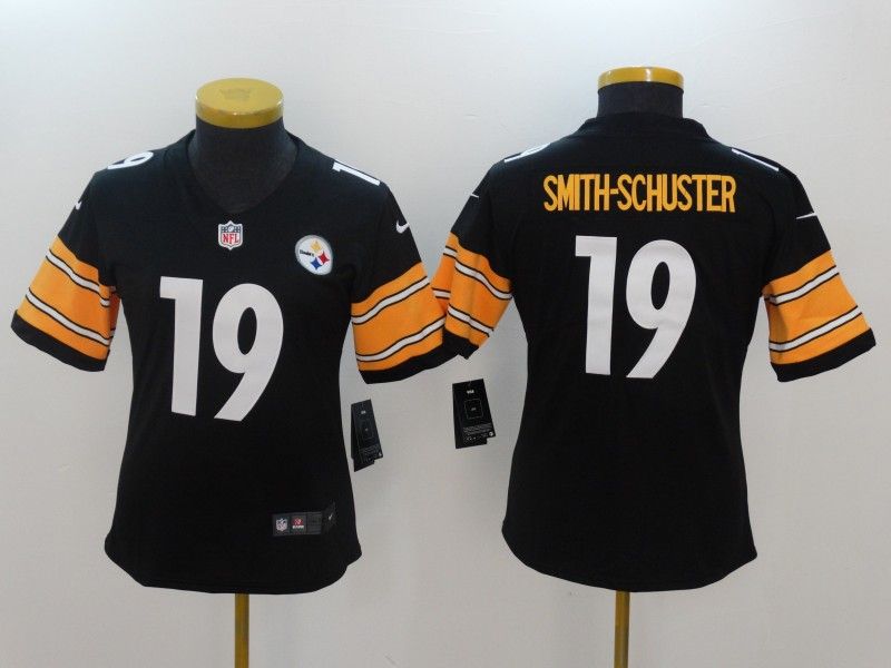 Pittsburgh Steelers SMITH-SCHUSTER #19 Black Women NFL Jersey 02
