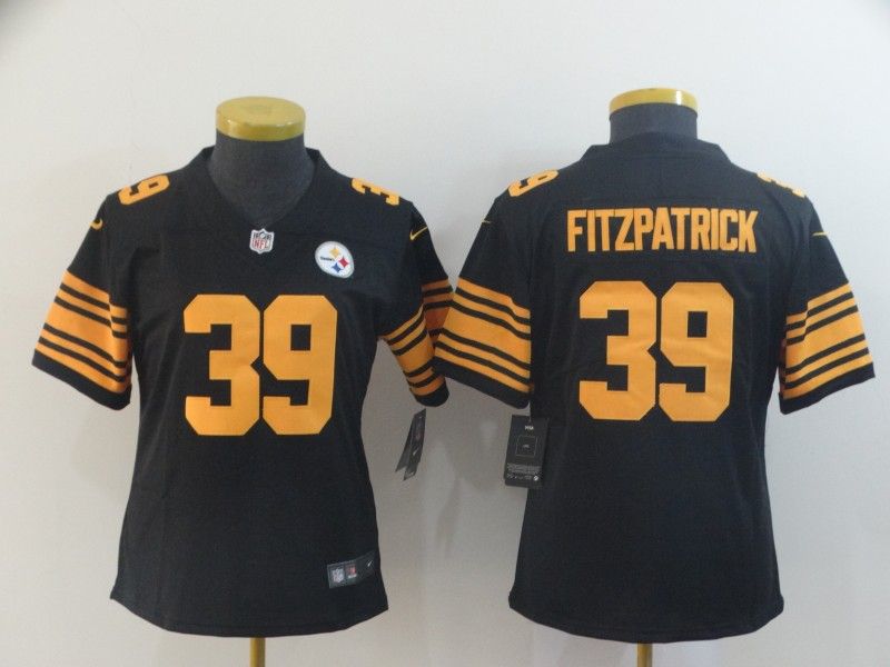 Pittsburgh Steelers FITZPATRICK #39 Black Women NFL Jersey 03