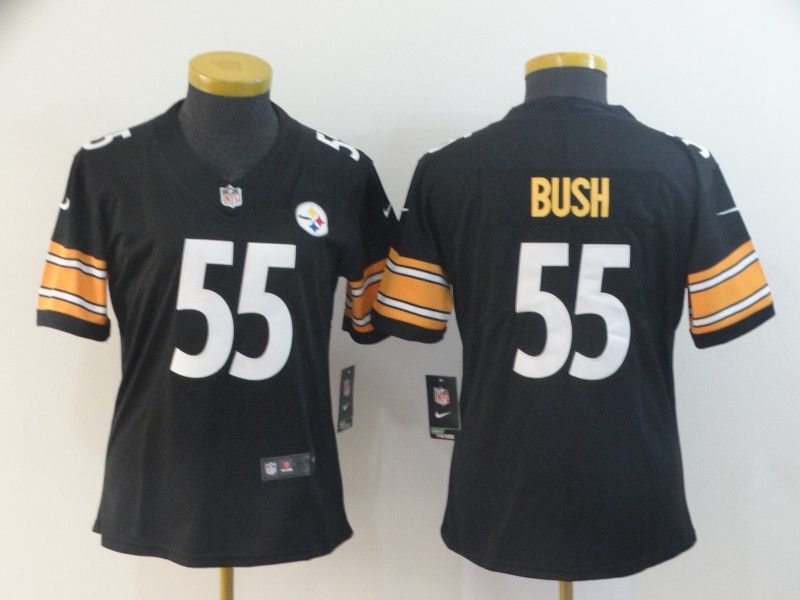 Pittsburgh Steelers BUSH #55 Black Women NFL Jersey 02