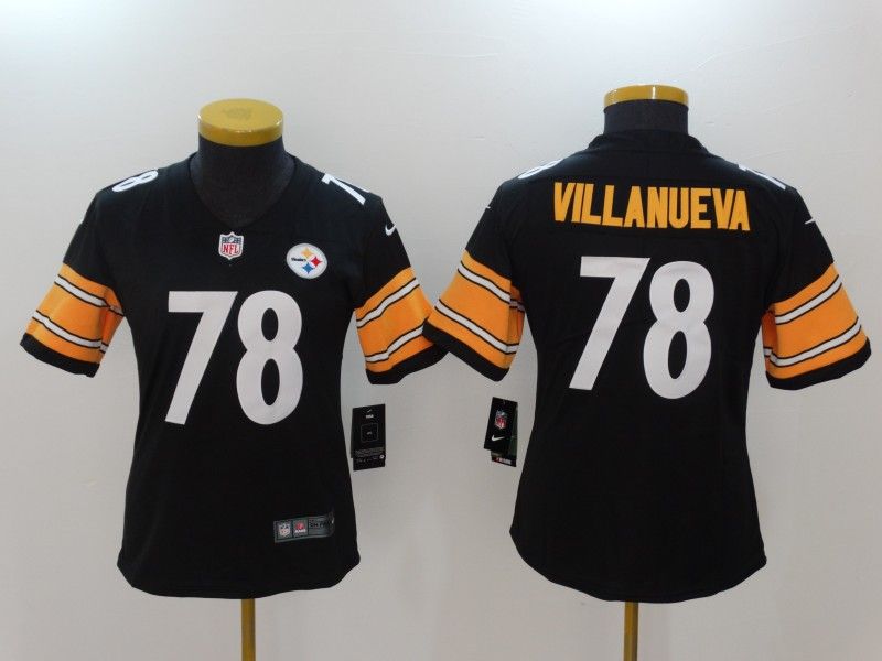 Pittsburgh Steelers VILLANUEVA #78 Black Women NFL Jersey