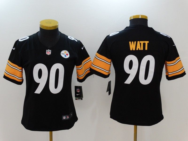 Pittsburgh Steelers WATT #90 Black Women NFL Jersey 02