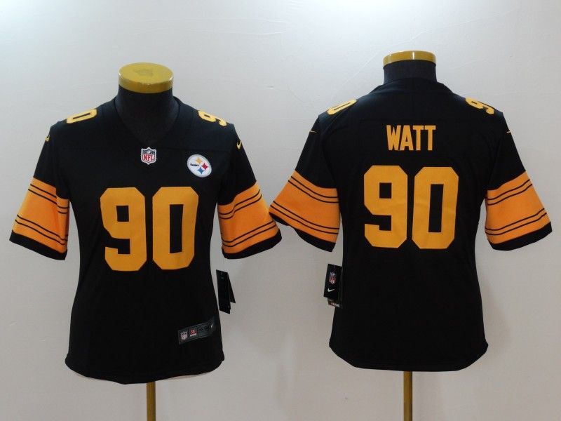 Pittsburgh Steelers WATT #90 Black Women NFL Jersey 03