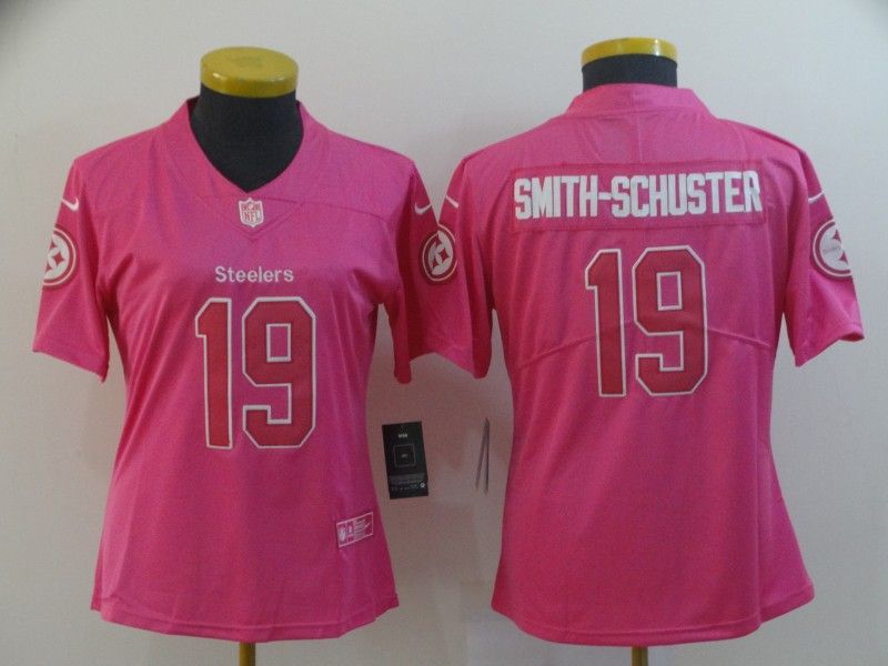 Pittsburgh Steelers SMITH-SCHUSTER #19 Pink Fashion Women NFL Jersey