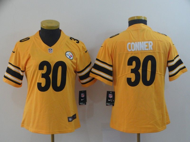 Pittsburgh Steelers CONNER #30 Yellow Inverted Legend Women NFL Jersey