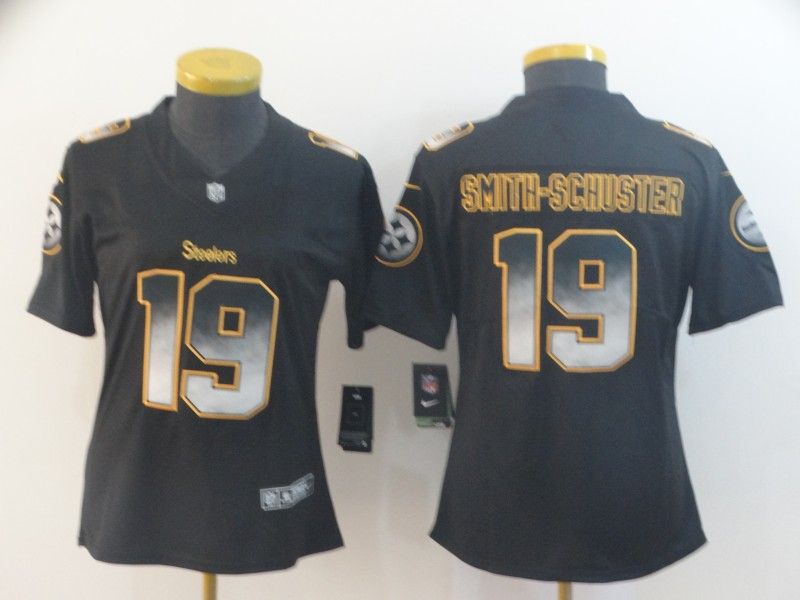 Pittsburgh Steelers SMITH-SCHUSTER #19 Black Smoke Fashion Women NFL Jersey