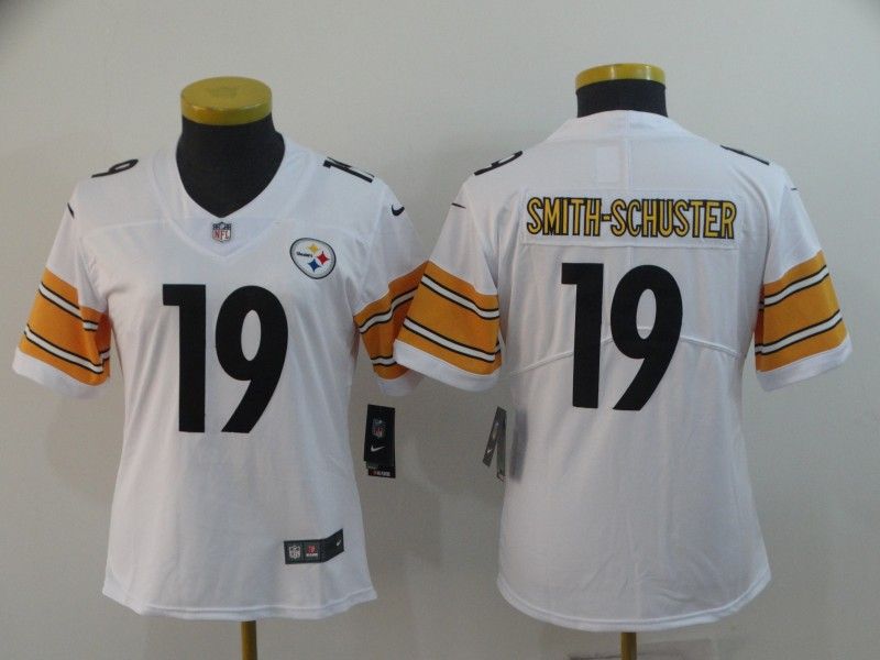 Pittsburgh Steelers SMITH-SCHUSTER #19 White Women NFL Jersey