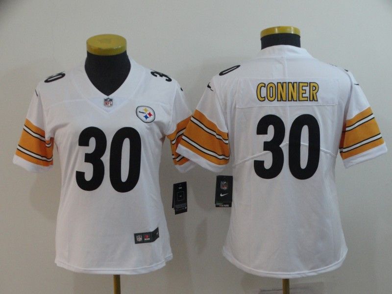Pittsburgh Steelers CONNER #30 White Women NFL Jersey