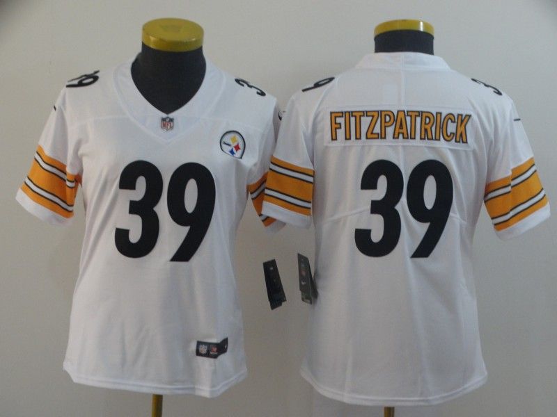 Pittsburgh Steelers FITZPATRICK #39 White Women NFL Jersey