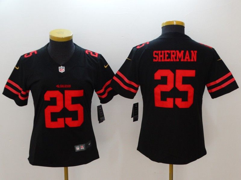 San Francisco 49ers SHERMAN #25 Black Women NFL Jersey