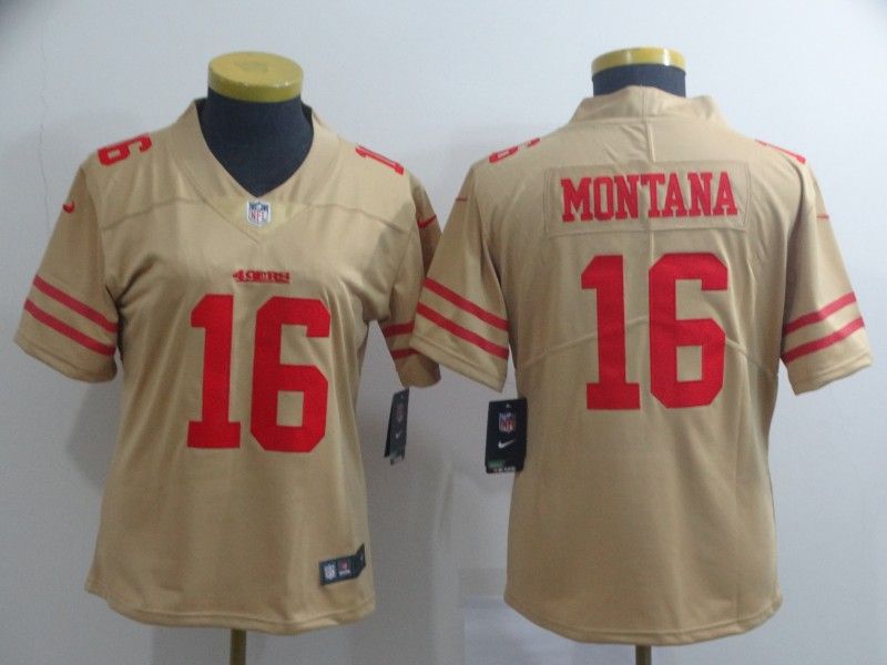 San Francisco 49ers MONTANA #16 Tan Inverted Legend Women NFL Jersey
