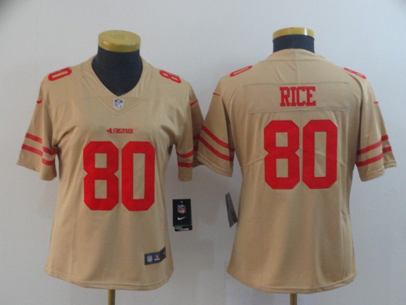 San Francisco 49ers RICE #80 Tan Inverted Legend Women NFL Jersey