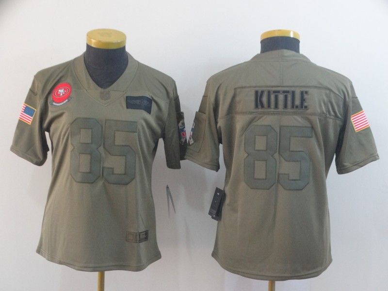 San Francisco 49ers KITTLE #85 Olive Salute To Service Women NFL Jersey