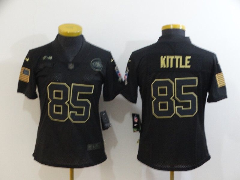 San Francisco 49ers KITTLE #85 Black Gold Salute To Service Women NFL Jersey