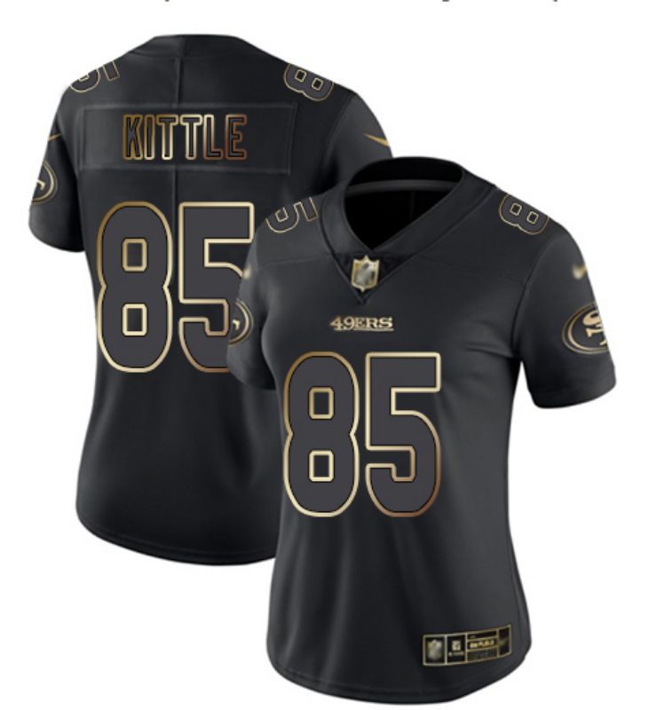 San Francisco 49ers KITTLE #85 Black Gold Vapor Limited Women NFL Jersey