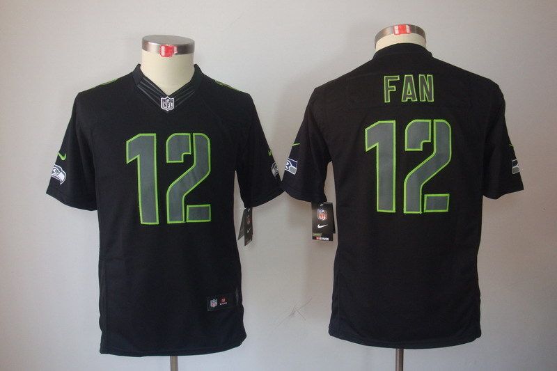 Seattle Seahawks FAN #12 Black Women NFL Jersey