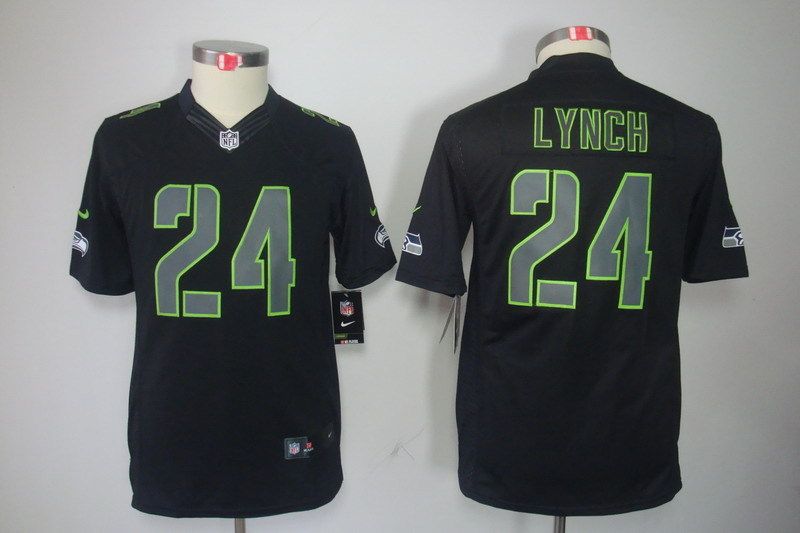 Seattle Seahawks LYNCH #24 Black Women NFL Jersey