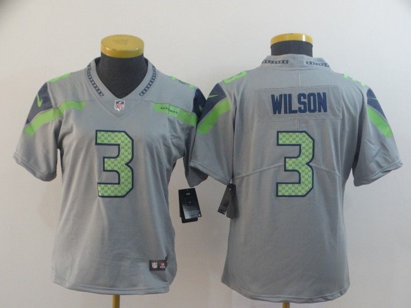 Seattle Seahawks WILSON #3 Grey Inverted Legend Women NFL Jersey