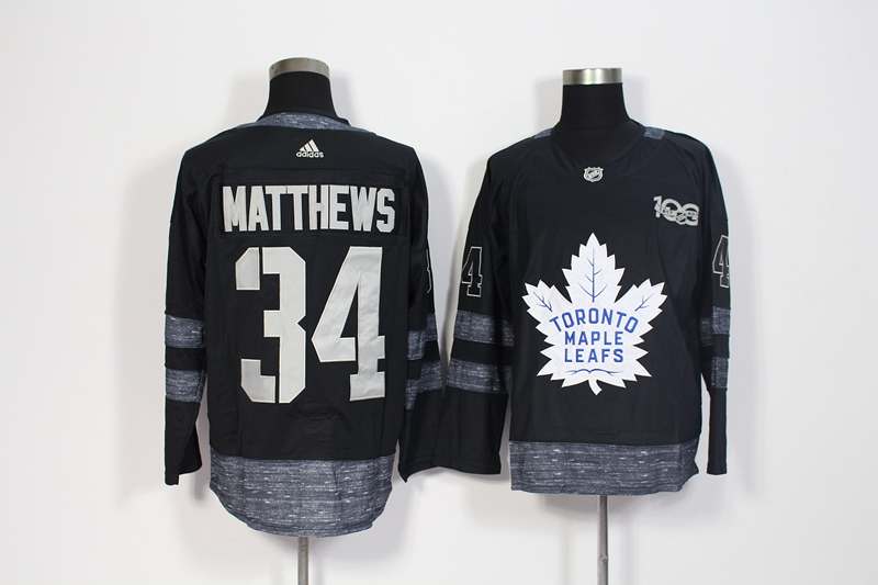 Toronto Maple Leafs Black MATTHEWS #34 100th Anniversary NHL Jersey