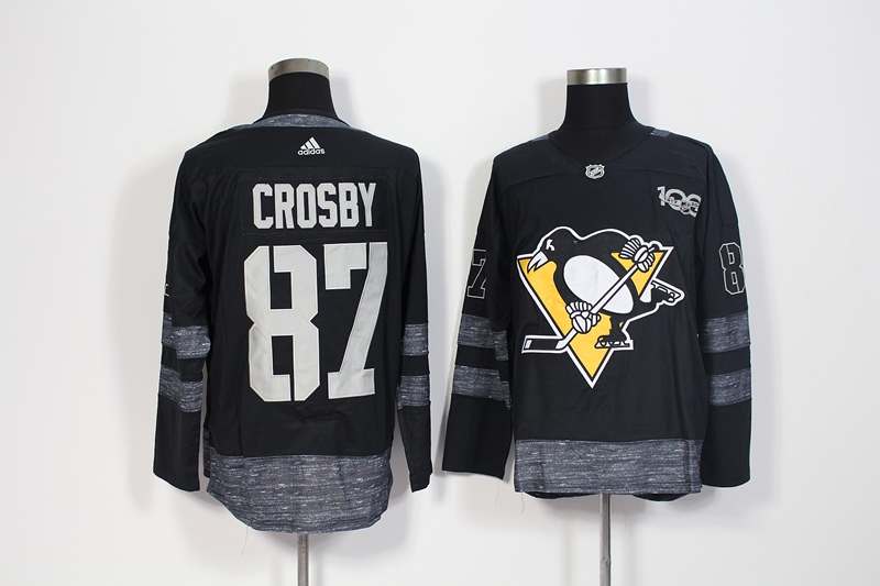 Pittsburgh Penguins Black CROSBY #87 100th Anniversary NHL Jersey