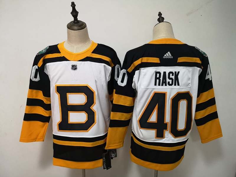 Boston Bruins White RASK #40 Classics NHL Jersey