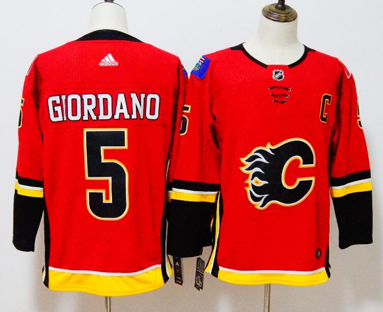 Calgary Flames Red GIORDANO #5 NHL Jersey 02
