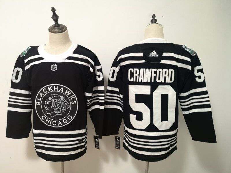Chicago Blackhawks Black CRAWFORD #50 NHL Jersey
