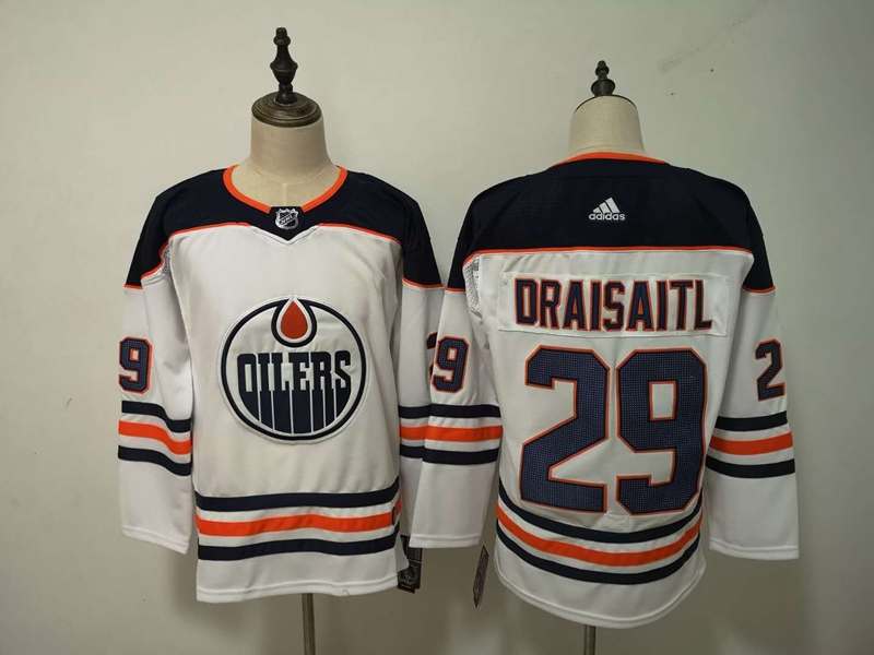 Edmonton Oilers White DRAISAITL #29 NHL Jersey
