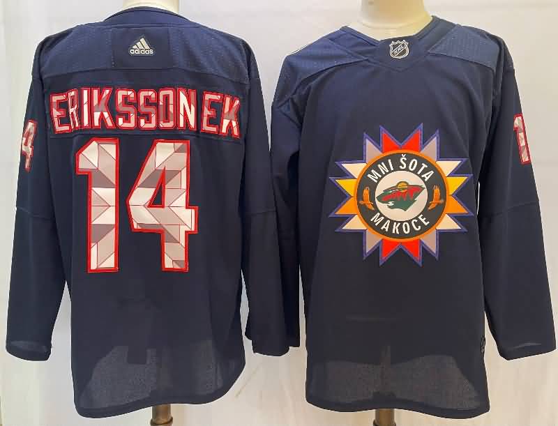 Minnesota Wild ERIKSSONEK #14 Dark Blue NHL Jersey