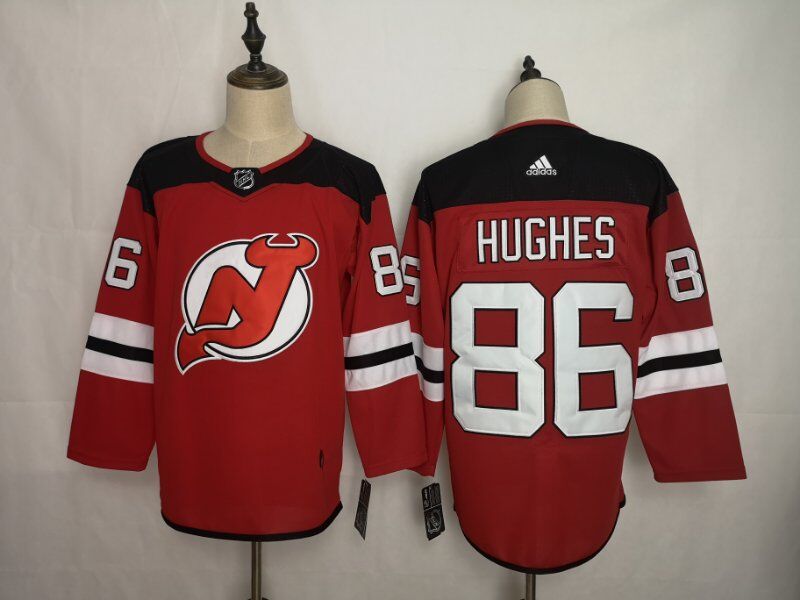New Jersey Devils Red HUGHES #86 NHL Jersey