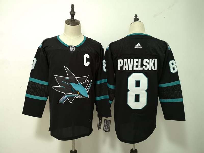 San Jose Sharks Black PAVELSKI #8 NHL Jersey