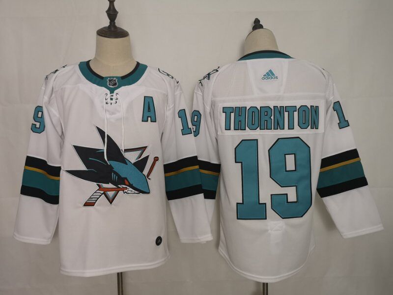 San Jose Sharks White THORNTON #19 NHL Jersey