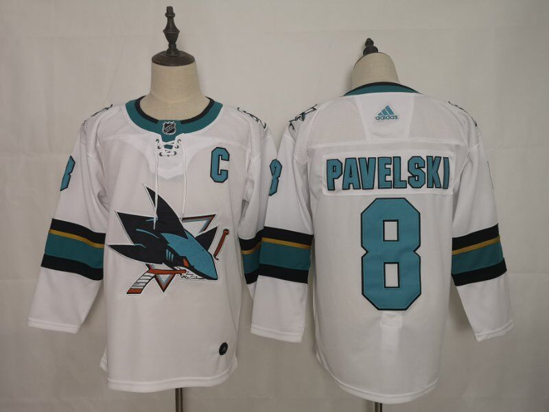 San Jose Sharks White PAVELSKI #8 NHL Jersey