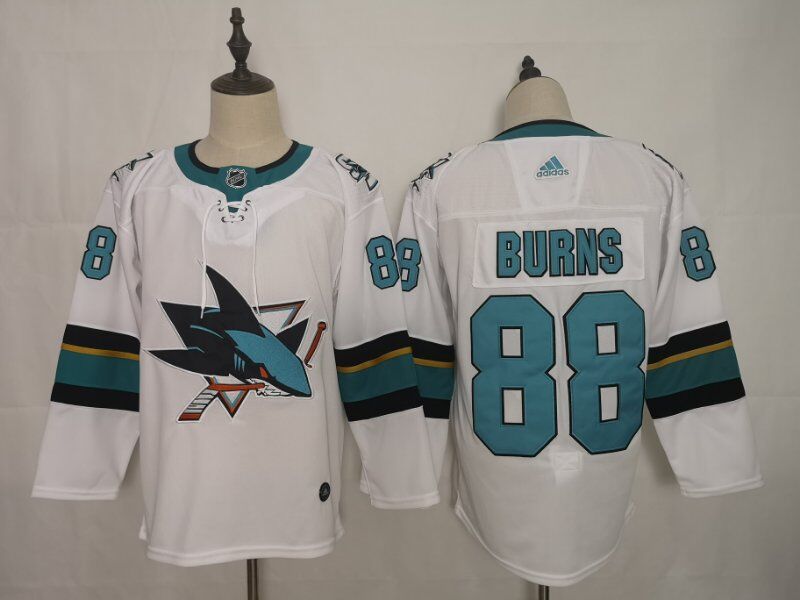 San Jose Sharks White BURNS #88 NHL Jersey