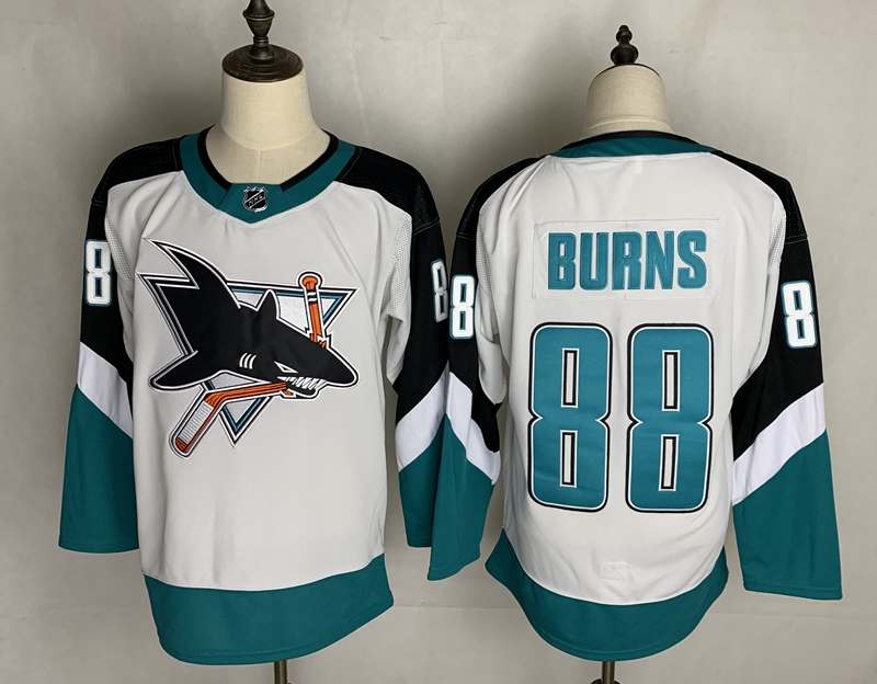 San Jose Sharks White BURNS #88 NHL Jersey 02