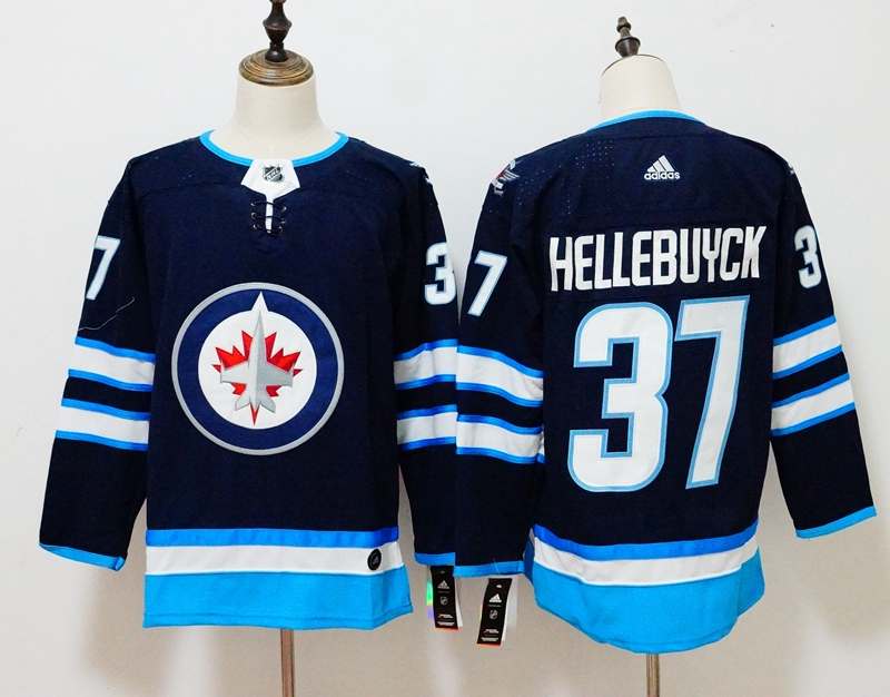 Winnipeg Jets Dark Blue HELLEBUYCK #37 NHL Jersey
