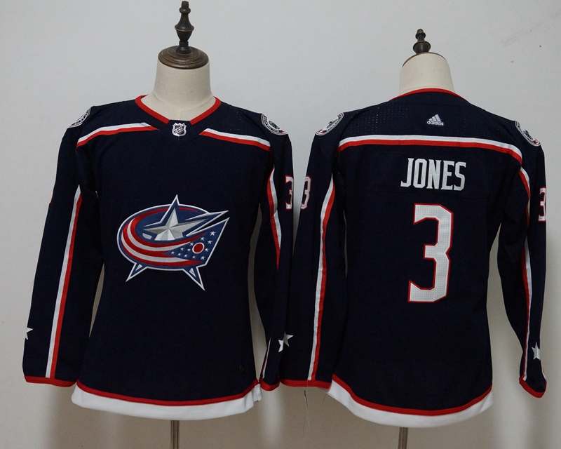 Columbus Blue Jackets JONES #3 Blue Women NHL Jersey